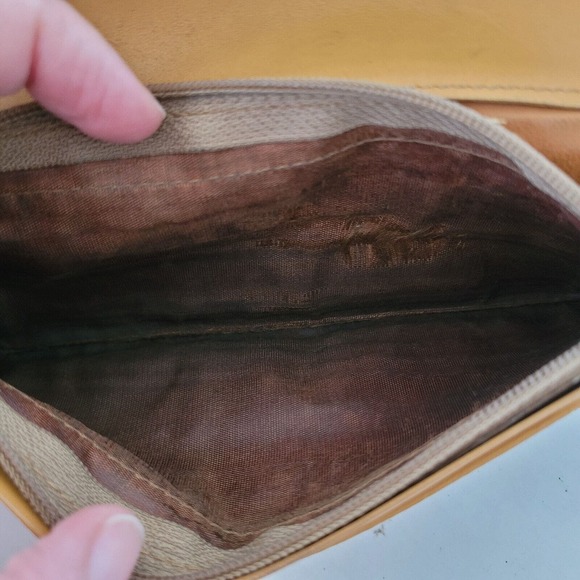 Celine Vintage Retro Large Envelope Leather Continental Wallet Macadam Brown Tan - Picture 7 of 12